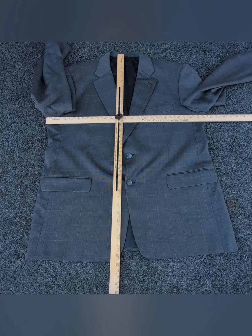 Vtg Burberry London Suit Jacket Mens 46R Blue Check Wool Kensington USA 2 Button
